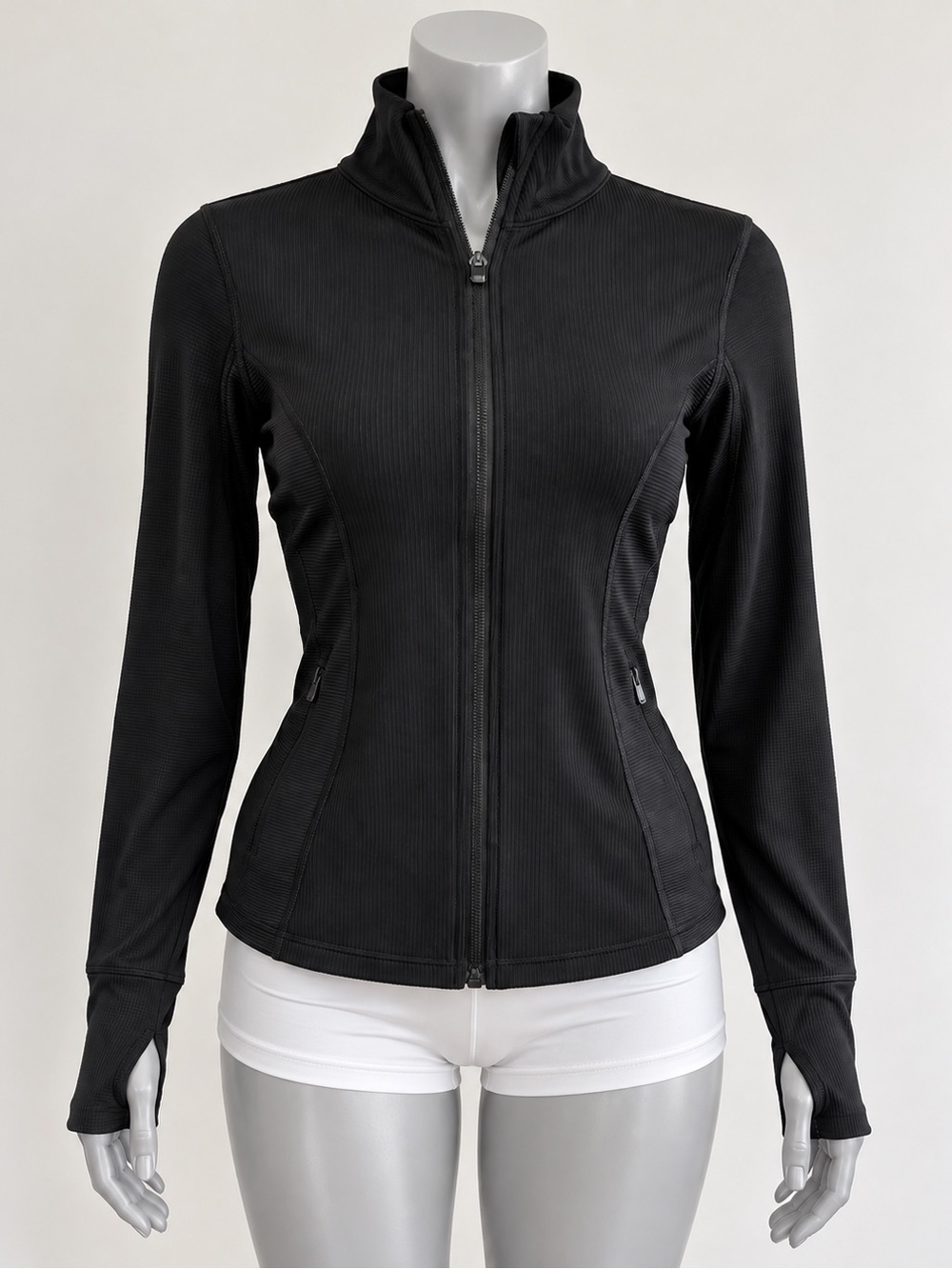 90 Degree by Reflex Black Ribbed Athletic Jacket L